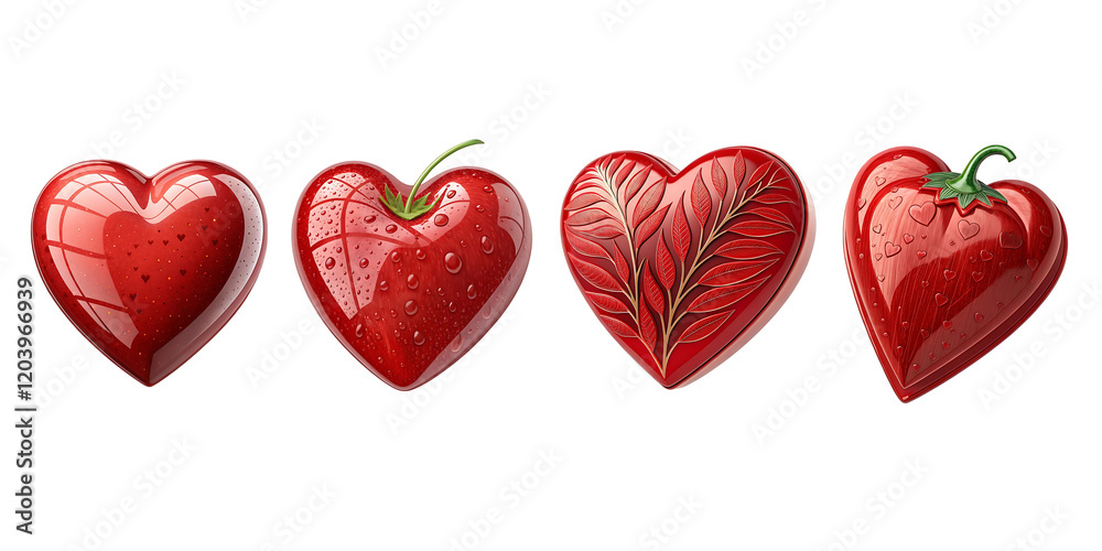 3d red heart icon set isolated isolated cutout with transparent background 3d red heart icon set isolated isolated cutout with transparent background