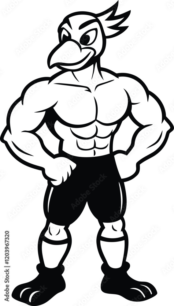 Muscular Strong birds vector, muscular Angry Chicken silhouette, Massive birds line art vector illustration Muscular Strong birds vector, muscular Angry Chicken silhouette, Massive birds line art vector illustration