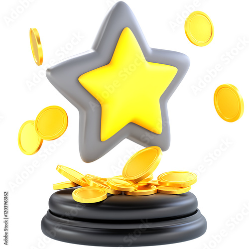 Golden Star Award: Coins shower down on a star-shaped prize! photo