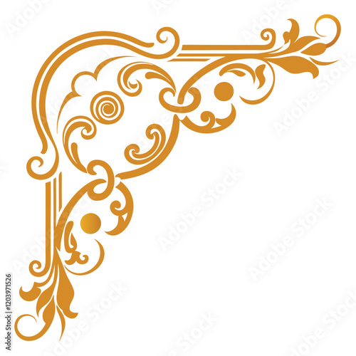Abstract floral vector art illustration of a decorative nature pattern with a fiery swirl frame