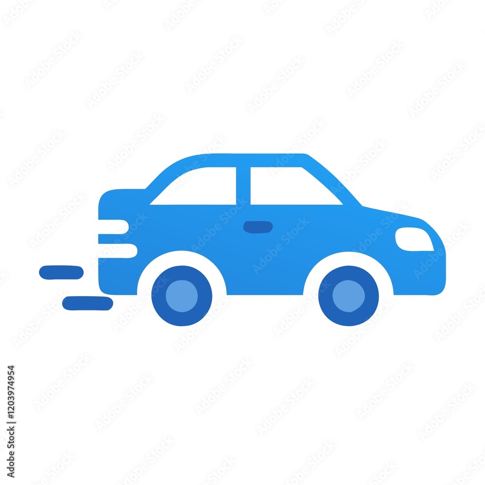 blue Car icon on the white background.