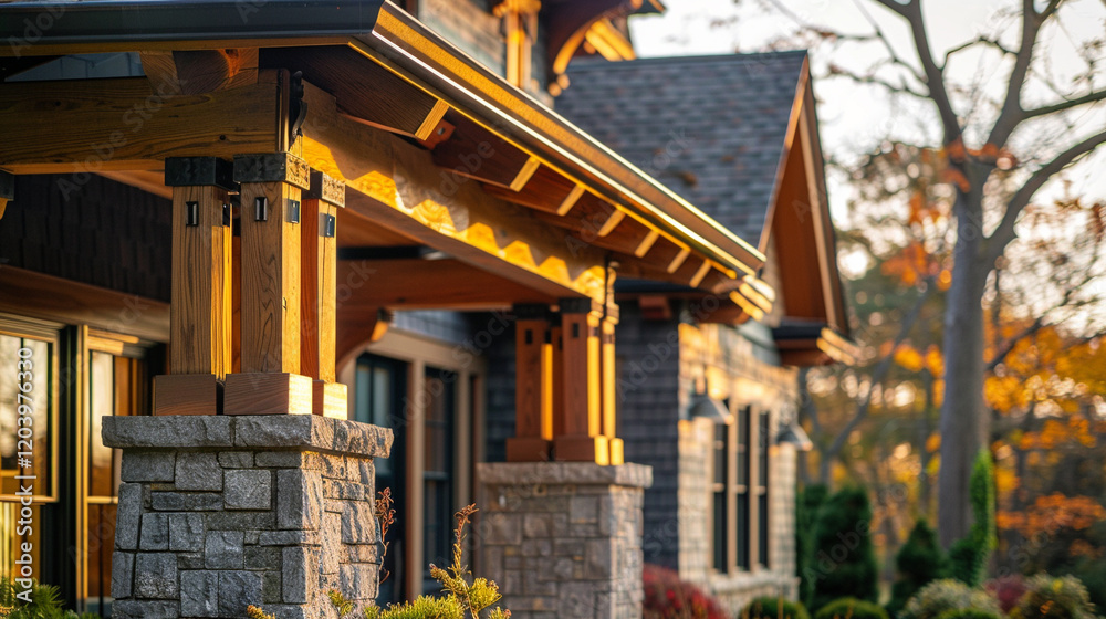 Obraz premium Craftsman-Style Home with Detailed Woodwork