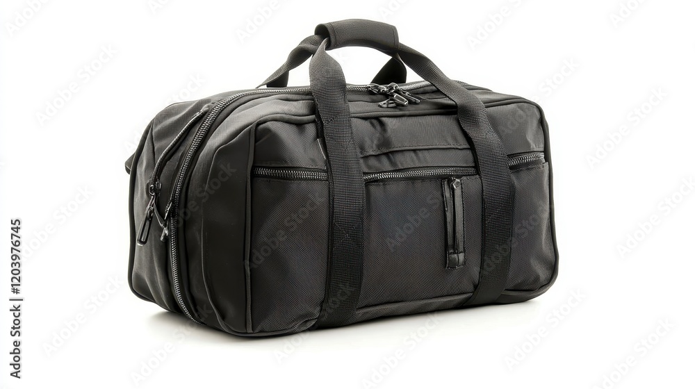Stylish Black Travel Duffle Bag with Multiple Pockets and Zippers Stylish Black Travel Duffle Bag with Multiple Pockets and Zippers