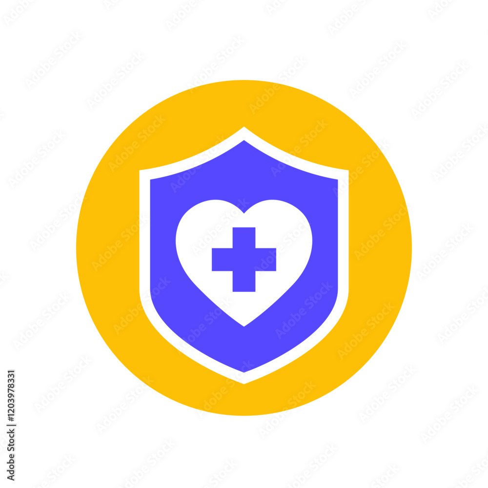 life insurance icon with a shield, flat vector design life insurance icon with a shield, flat vector design