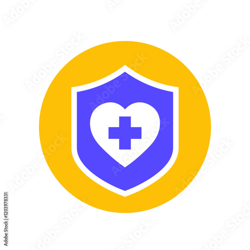 life insurance icon with a shield, flat vector design