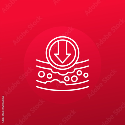 lower cholesterol line icon with artery, vector