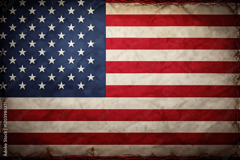 Naklejka premium Distressed American Flag with Vintage Texture Background.
