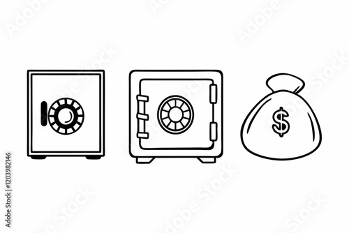 Safe and Vault Icons, safe and money, illustration of icons