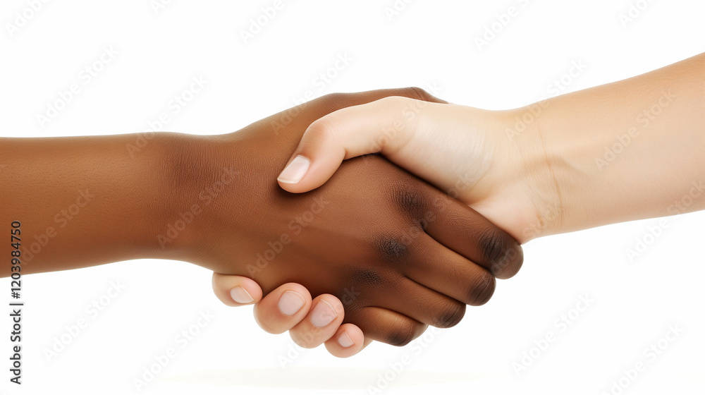 Handshake between a white and a black person. Handshake between a white and a black person.