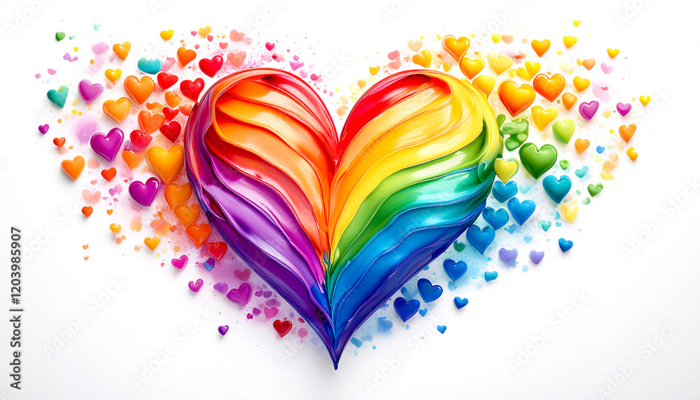 Fototapeta premium Herz mit Herzen in Regenbogenfarben