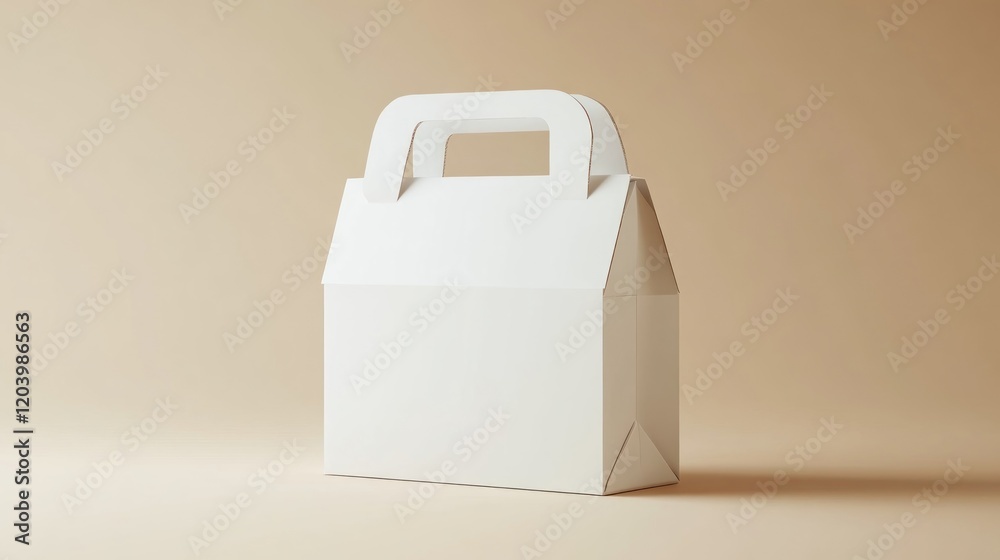 White carryout box on beige background White carryout box on beige background