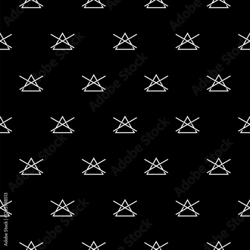 Do not bleach washing laundry icon pattern seamless isolated on black background