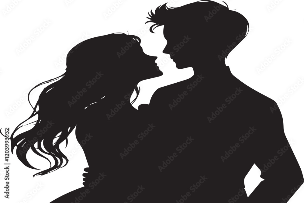 Valentine’s day silhouette of a couple Valentine’s day silhouette of a couple