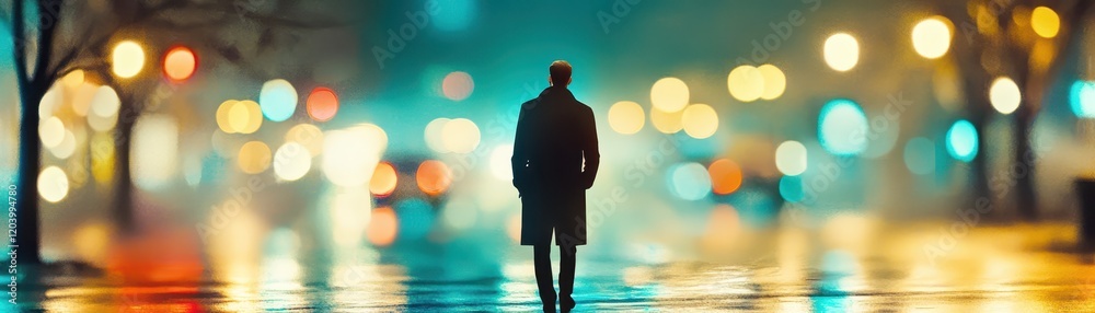 Fototapeta premium Person using an umbrella for protection while walking down street in the rain person