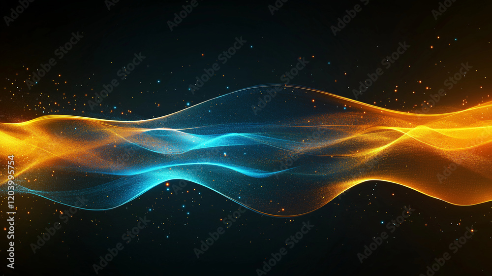 Fototapeta premium Abstract Glowing Bokeh Background with Golden and Blue Light Effects