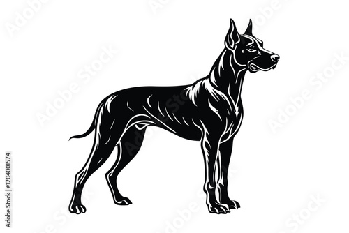 Great dane dog vector silhouette art illustration