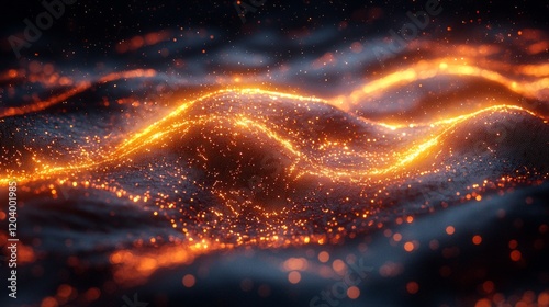 Flowing lines form a seal, verified data, secure network, glowing effect