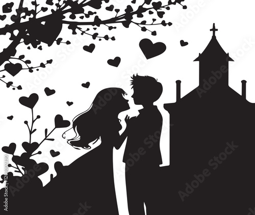 Valentine’s day silhouette of a couple