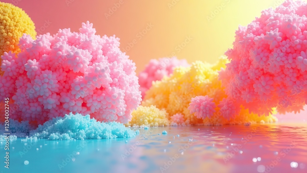 Fototapeta premium Vibrant graphic design render set against a mesmerizing, high-energy background featuring a gradient texture from the dynamic, electric backdrop.
