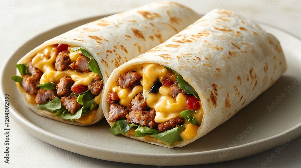 Delicious beef burritos on plate Delicious beef burritos on plate