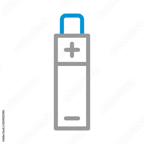 Battery icon with plus and minus signs. Concept of energy, power, and electricity.