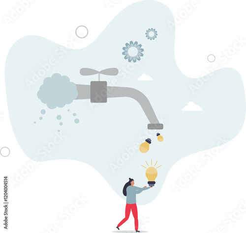 Thinking idea or brainstorm to get solution, creativity or imagination solve problem, efficient cooperate to get good outcome concept.flat characters.