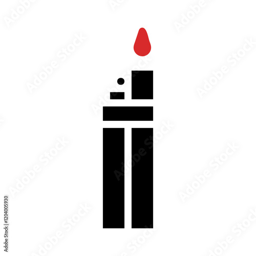 Stylized rendering of a classic lighter with a minimalist aesthetic and red flame