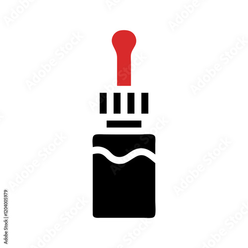 Stylized medicine dropper illustration with liquid, clean design element