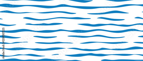 Seamless pattern, wavy lines, sea waves stylization, vector background