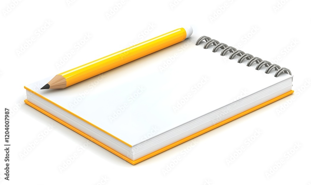 Yellow pencil on blank spiral notepad. Yellow pencil on blank spiral notepad.
