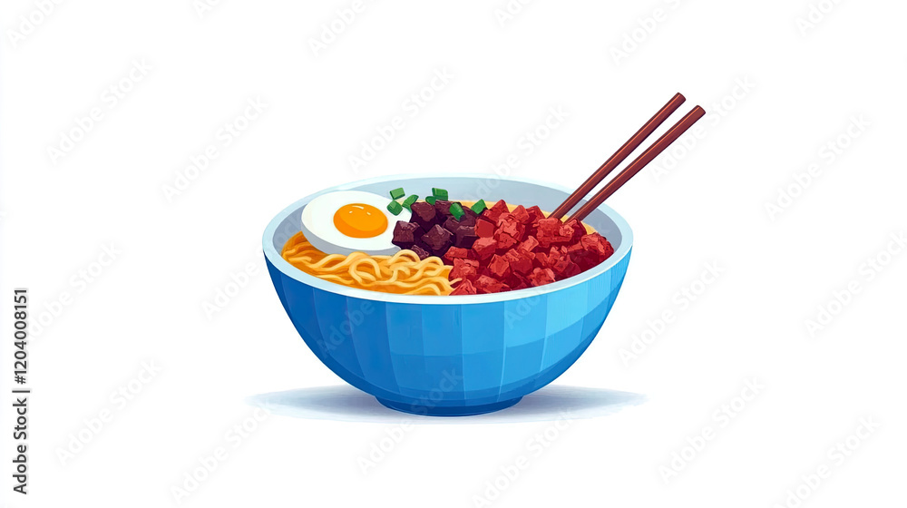 Enjoying a Delicious Bowl of Light-Colored Ramen With Chopsticks on a Serene Background Enjoying a Delicious Bowl of Light-Colored Ramen With Chopsticks on a Serene Background
