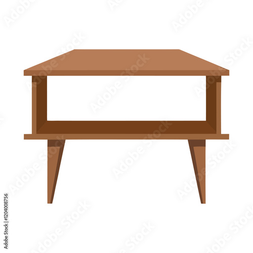 Minimalist Wooden End Table Vector Illustration isolated on white background
