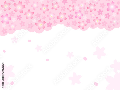 花びらが舞う可愛い桜の花のイラスト