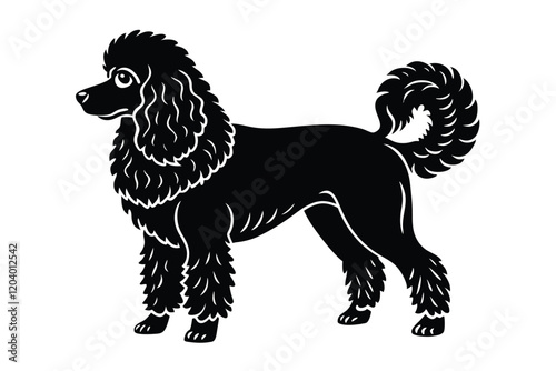 Poodle dog vector silhouette art illustration