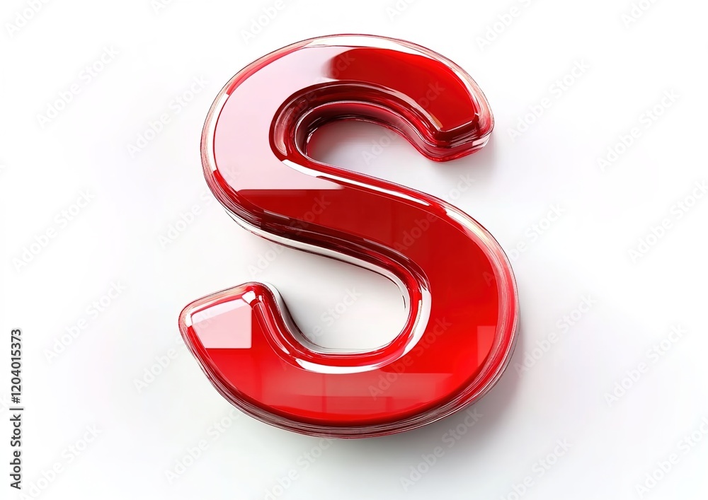 3D render of a red letter S on a white background, in a shiny plastic style 3D render of a red letter S on a white background, in a shiny plastic style