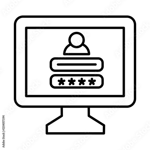 Secure Login Icon - Computer Displaying Login Protection Features
