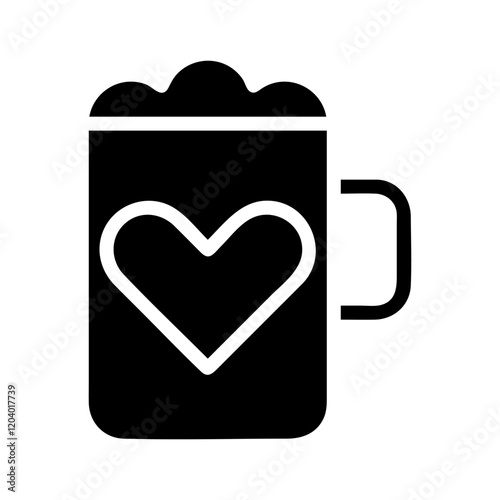 Beer mug with heart symbol. Concept of love, passion, and celebration.