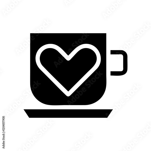 Cup with heart symbol. Concept of love, passion, and favorite drink.