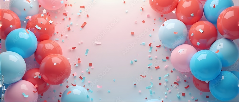 Ultrawide background with red blue and white baloons Ultrawide background with red blue and white baloons