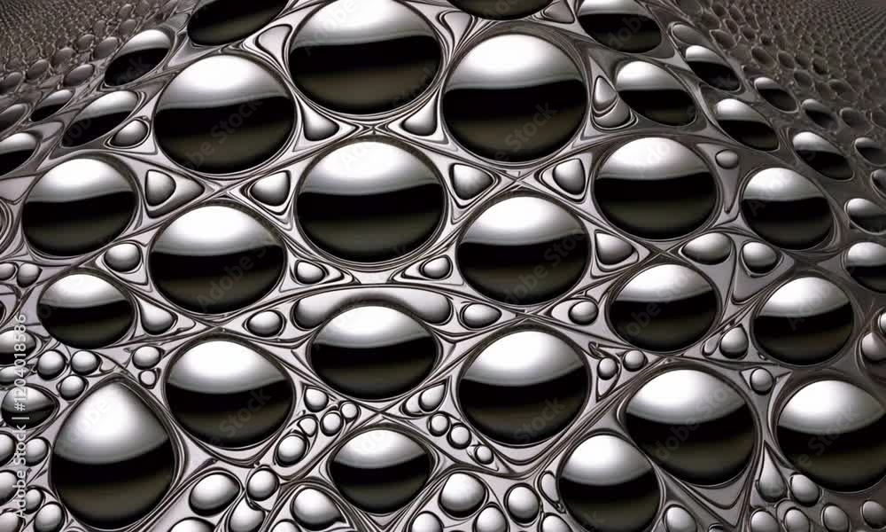 Liquid metal forms expand contract, fractal-like patterns evolve symmetrical shapes. patterns seem to 