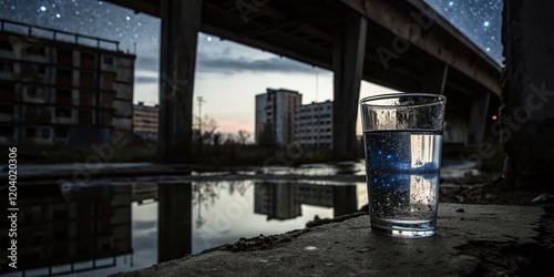 Still Water Reflection: Urban Exploration Starry Night Glass photo