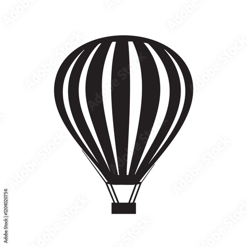 A black and white image of a hot air balloon