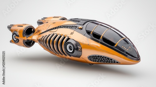 Futuristic Orange Vehicle Design with Sleek Curves and High-Tech Features