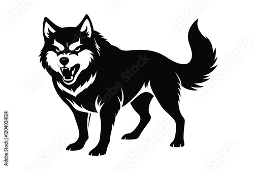 Siberian husky dog vector silhouette art illustration