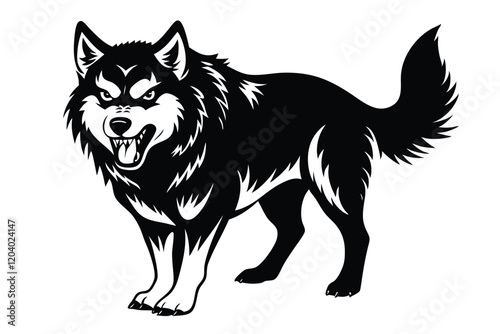 Siberian husky dog vector silhouette art illustration