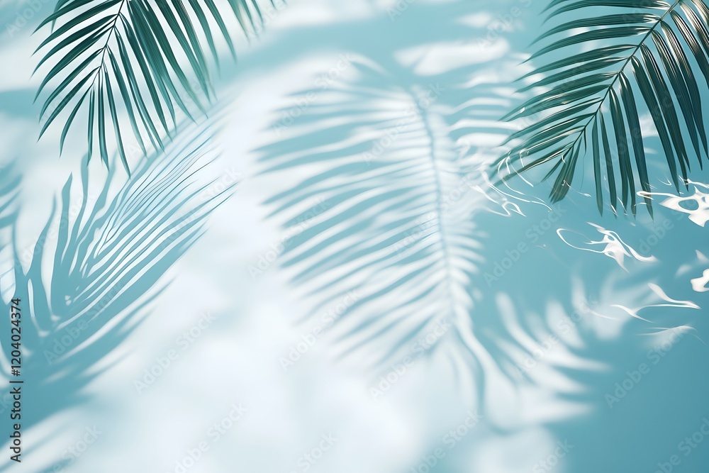 Fototapeta premium Palm Leaves Shadows on Aqua Water Surface