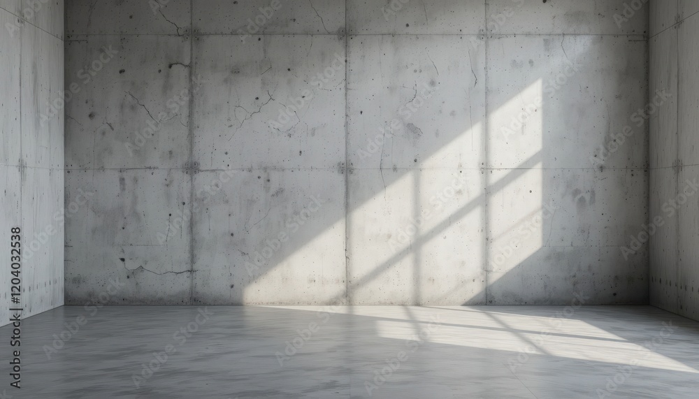 Light streaming through a modern concrete room with minimalist design and empty space Light streaming through a modern concrete room with minimalist design and empty space