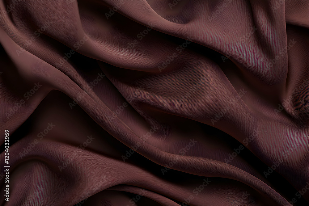 Luxurious chocolate brown silk fabric, elegantly draped and flowing, creating soft, sensual waves and folds. Perfect for design backgrounds. Luxurious chocolate brown silk fabric, elegantly draped and flowing, creating soft, sensual waves and folds. Perfect for design backgrounds.