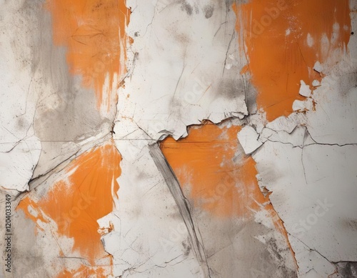 Orange and white distressed concrete background with rough texture, solidity, evenness, uniformity, renovation photo