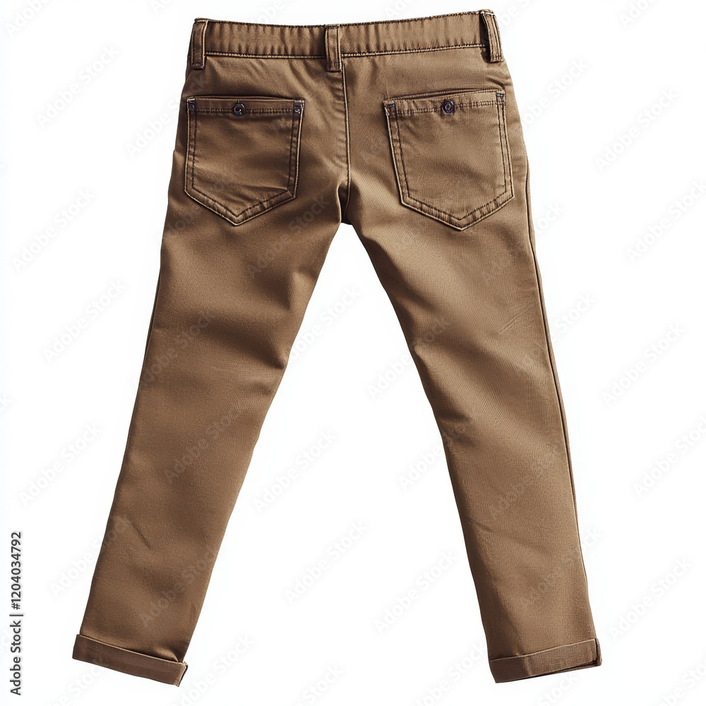 Brown children's pants, back view, classic style. Brown children's pants, back view, classic style.